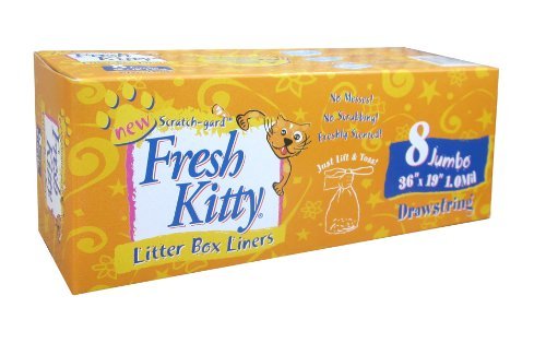 Fresh Kitty Litter Box Liners, 8 Count Jumbo Drawstring