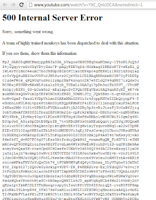 YouTube 500 Internal Server Error