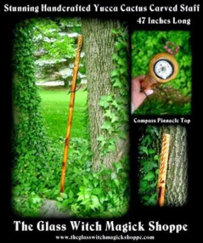 Stunning Handcrafted Yucca Cactus Carved Staff With Compass Pinnacle Top 45 00 Stunning Handcrafted Yucca Cactus Carved Staff With Compass Pinnacle Top 45 00