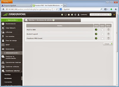Definir acciones para las alertas en Pandora FMS