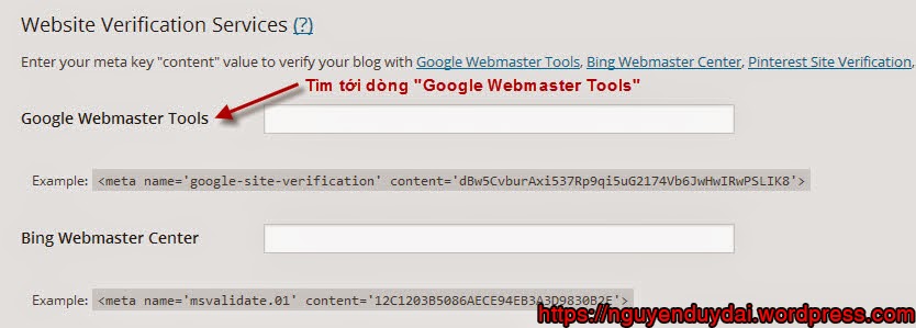 Hướng dẫn tích hợp Google Webmaster Tool vào Blog WordPress