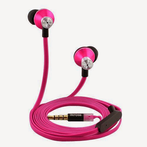  iKross In Ear 3.5mm Noise Isolation Stereo Earbuds with Microphone Hot Pink for Samsung Galaxy S4, Note 2 N7100, Galaxy Tab 3, Tab 2, Blackberry, iPhone, Smartphone, Cell Phone, MP3 Player and Tablet