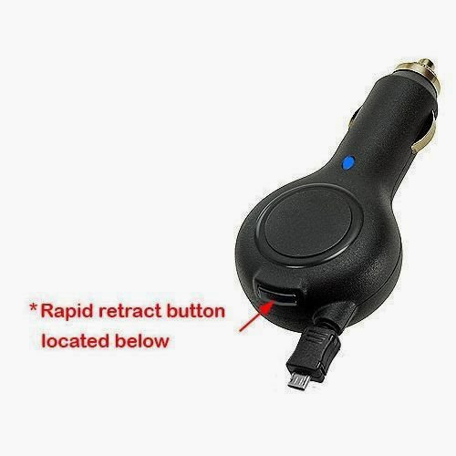  High Grade (Tangle Free) Retracting Car Charger Adapter for Use w/ Lg Optimus Exceed , Enact and Exalt Mobile Phones