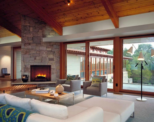 how to decorate a living room with a fireplace in the middle