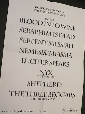 Secrets of the Moon : set-list @ Jeugdhuis Comma, Bruges (Belgique) 30/09/2012