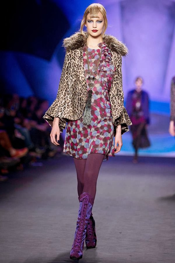 A model presents a creation by Anna Sui during New York Fashion Week in New York on February 12, 2014.
