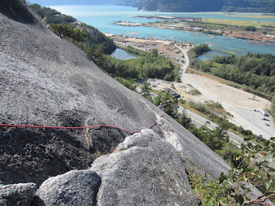 Aaron following on the second pitch of Diedre