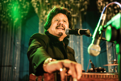 Pankaj Udhas performs during Akshay Hariharan's sangeet ceremony, held in Mumbai on January 28, 2013. 