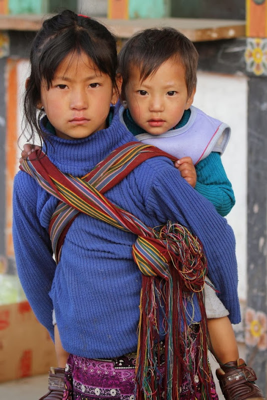 A young Bumthang girl and her kid brother