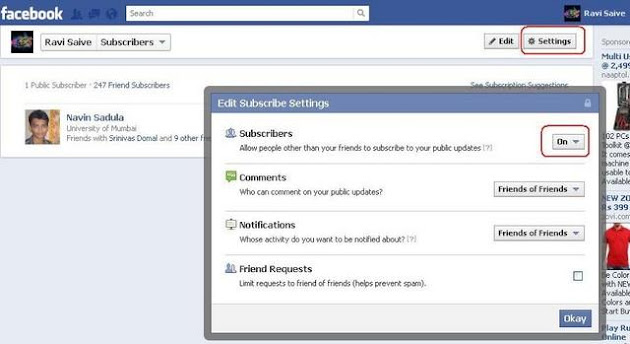 Enable Subscribers Option in Facebook