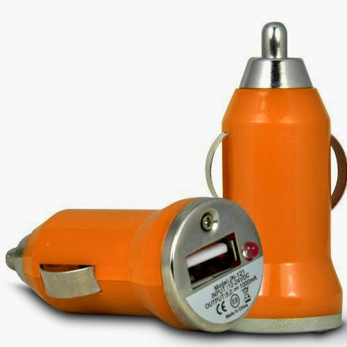  Fone-Case Samsung Galaxy Tab 2 10.1 P5100 Rapid Bullet In Car USB Charger With Charging LED Light (Orange)