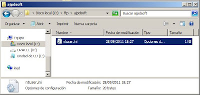 Prueba de acceso al servidor FTP con cliente FTP por comando de Windows Server 2008