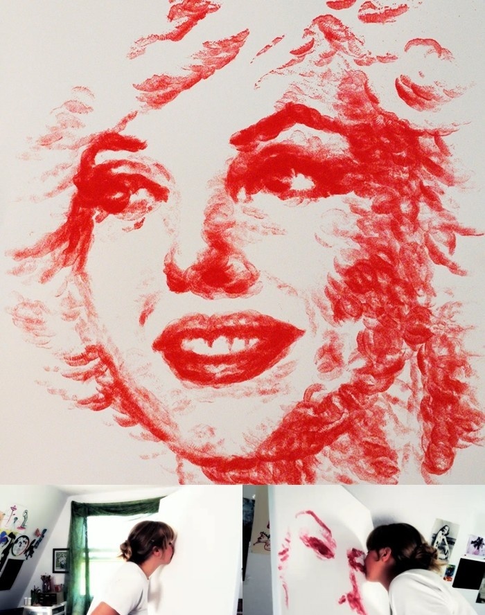 Marilyn Monroe Painted With Lips