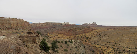 Panorama including Temple Mountain in the distance