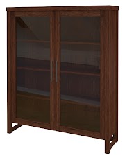 Walnut Glass Door Bookshelves