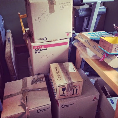 kitchen full of boxes