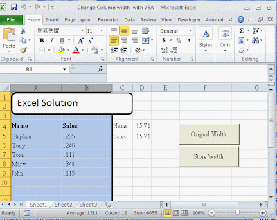 Change Column Width With Vba Excel Solution