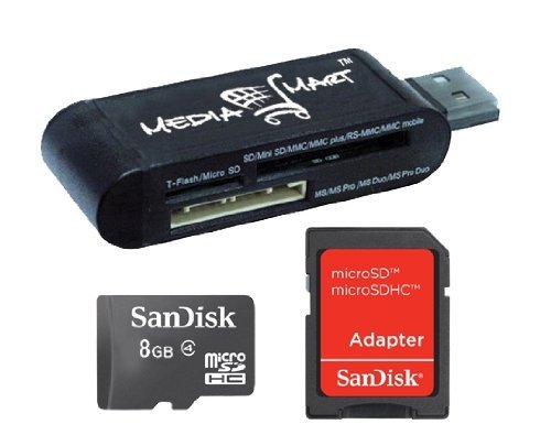 SanDisk microSDHC 8GB Flash Memory Card SDSDQM-008G-B35,Black with 19-in-1 USB 2.0 Flash Memory Card Reader