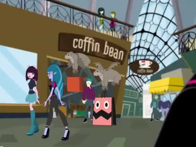 La Cafeterroría ("Coffin Bean": "El ataud de la judía", traducido literalmente) en uno de los webpisodios de Monster High