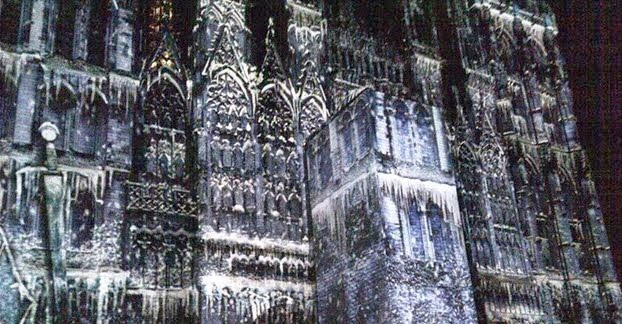 Rouen Cathedral with a ‘sudden mantle of snow’