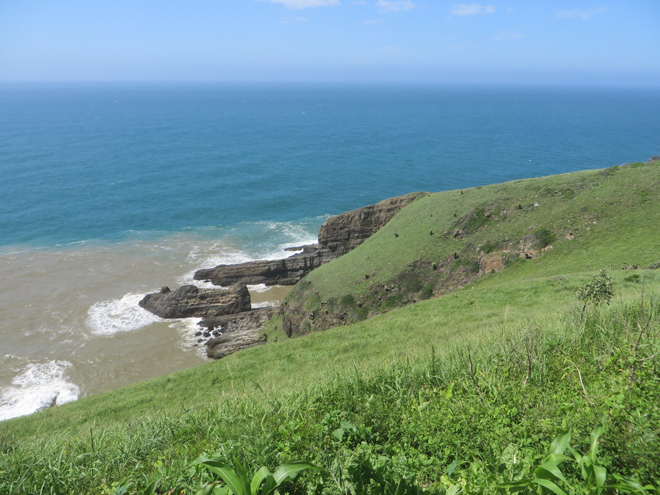 uitzicht vanaf de tuin van huisje aan de Indische Oceaan in Port St. Johns, East Cape - Zuid Afrika