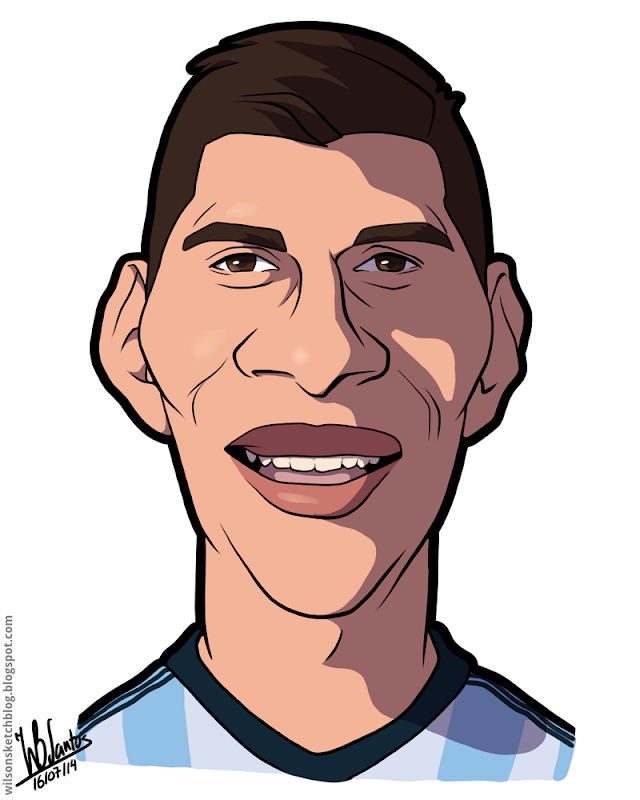 Cartoon caricature of Enzo Pérez. Cartoon caricature of Enzo Pérez.