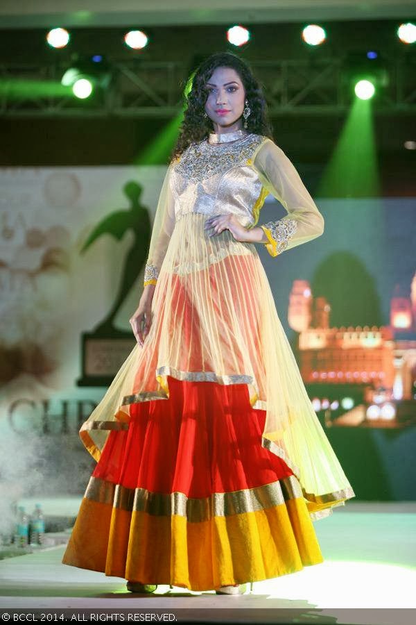 Piyasha during a fashion show organized by fashion designing students held in Kolkata.