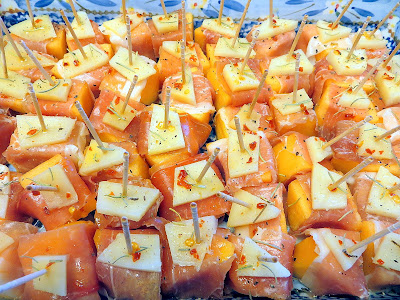 Prosciutto wrapped cantaloupe with red pepper lime oil and manchego recipe