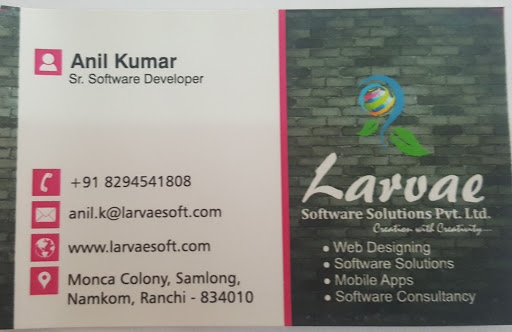 Larvae Software Solutions, 84, Purulia Rd, Bhuiyan Toli, Virat Nagar, Ranchi, Jharkhand 834010, India, Software_Company, state JH