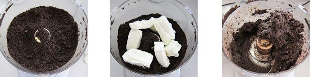 making OREO Cookie cheese ball in a food processor. 
