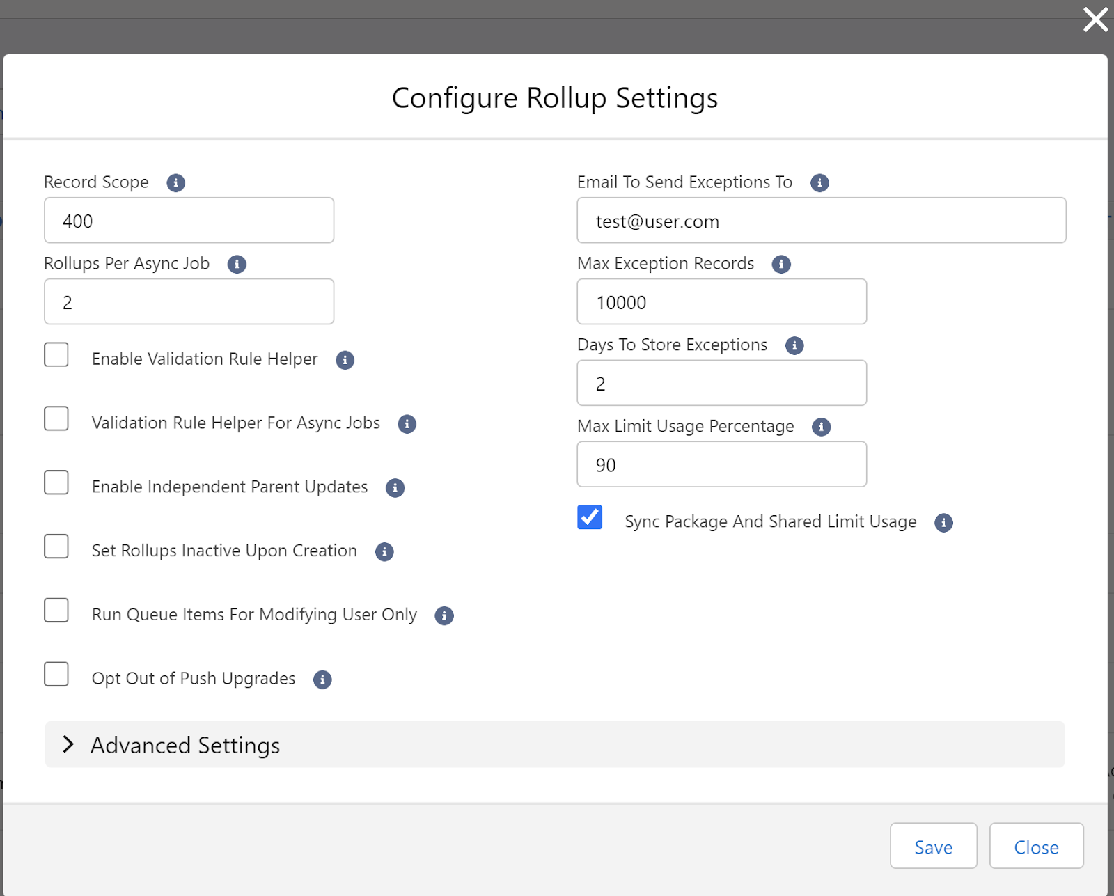 RH Quick Setting Modal