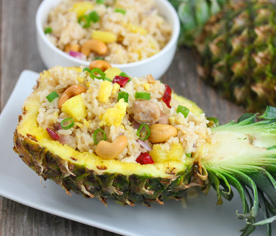 photo of Thai Pineapple Fried Rice in a pineapple