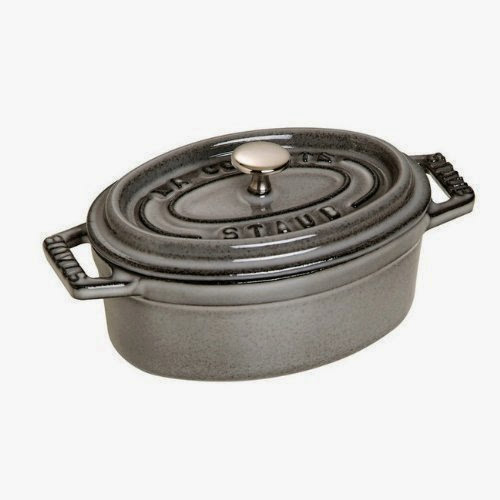  Staub Graphite Gray Enameled Cast Iron Oval Cocotte, 1 Quart