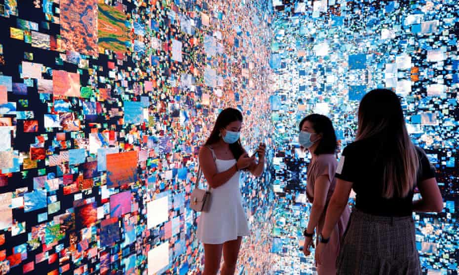 Visitors view an installation by Refik Anadol at the Digital Art Fair, Hong Kong in October this year.