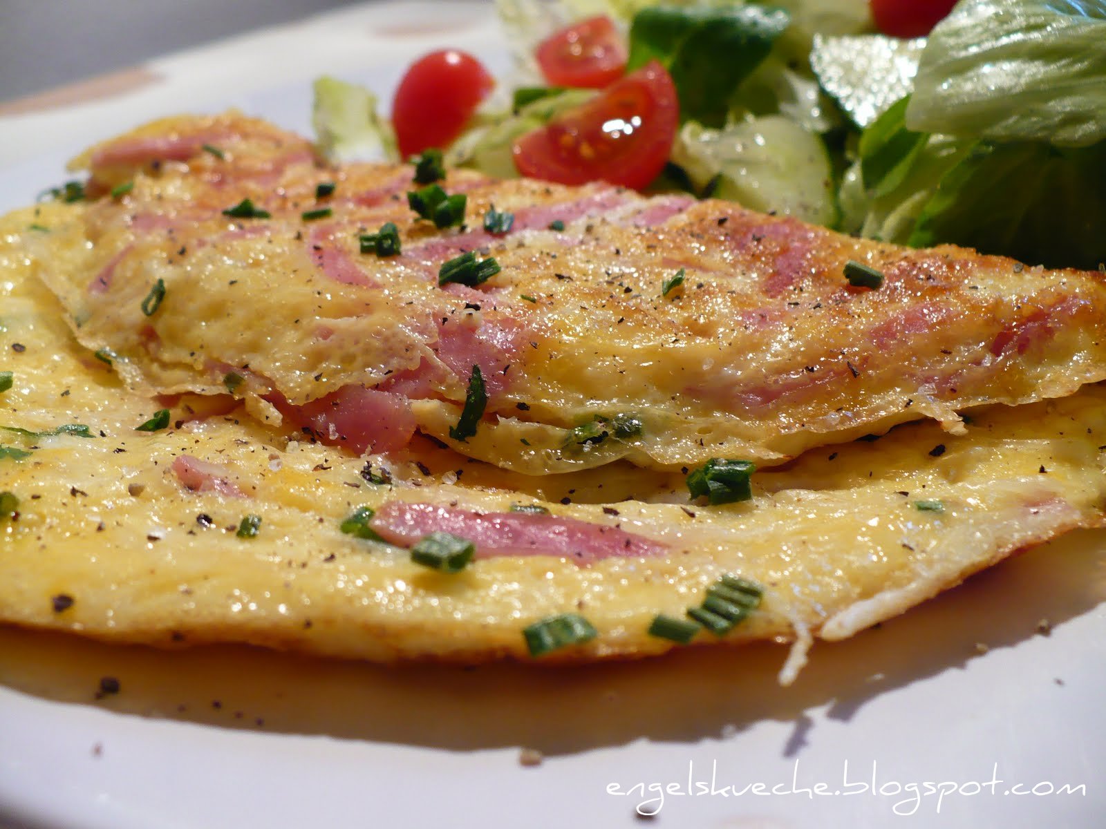 Essen aus Engelchens Küche: Schinken-Käse-Omelette mit Salat