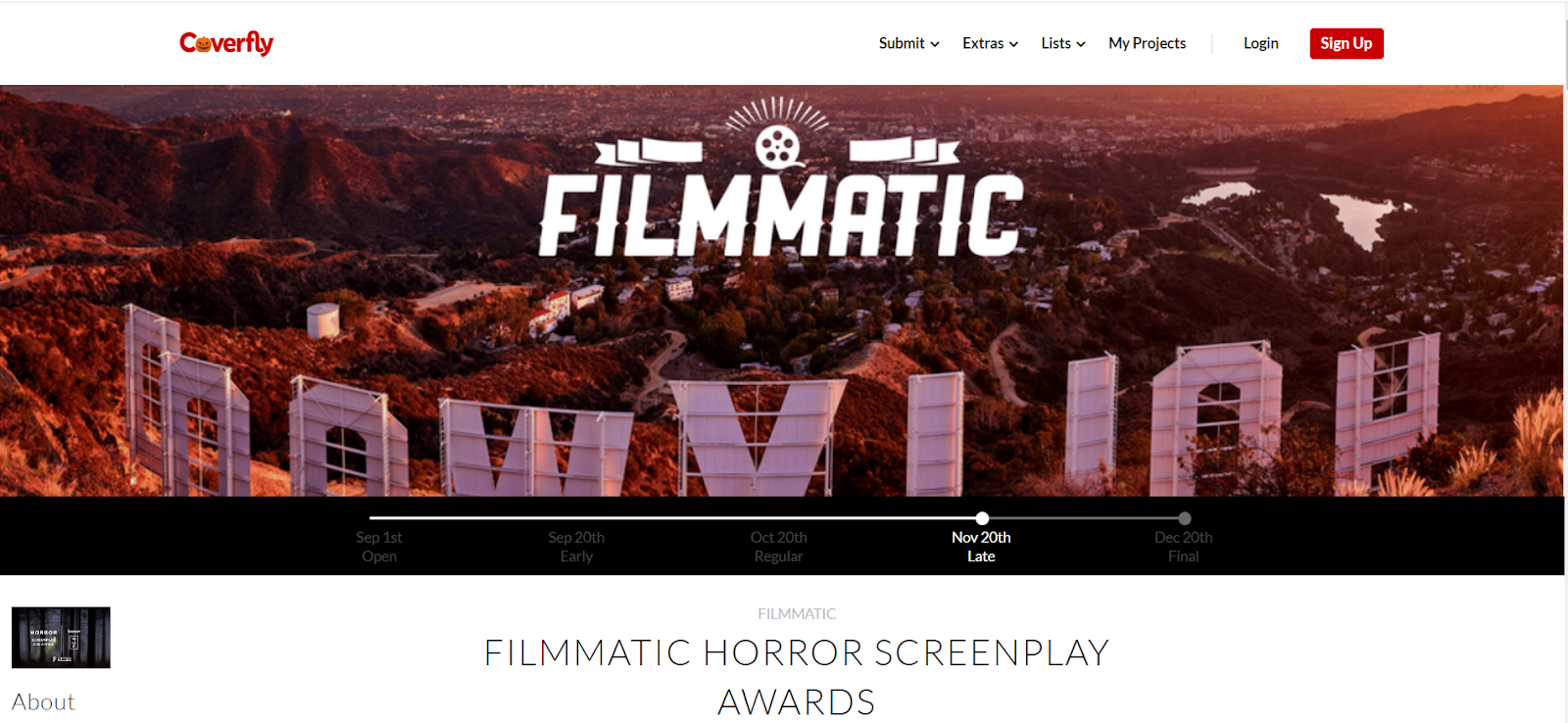 Filmmatic Horror Screenplay Horror Awards:
