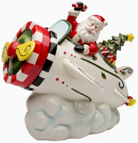  Cosmos Gifts 10653 Santa in Airplane Cookie Jar, 9-5/8-Inch