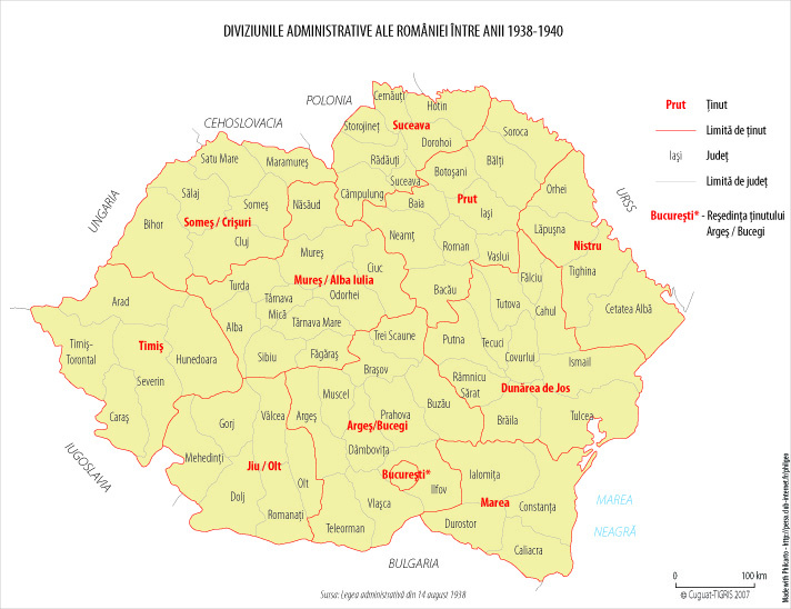 Evoluţia organizării administrativ-teritoriale a României între 1856 - 2011  (14 hărţi)