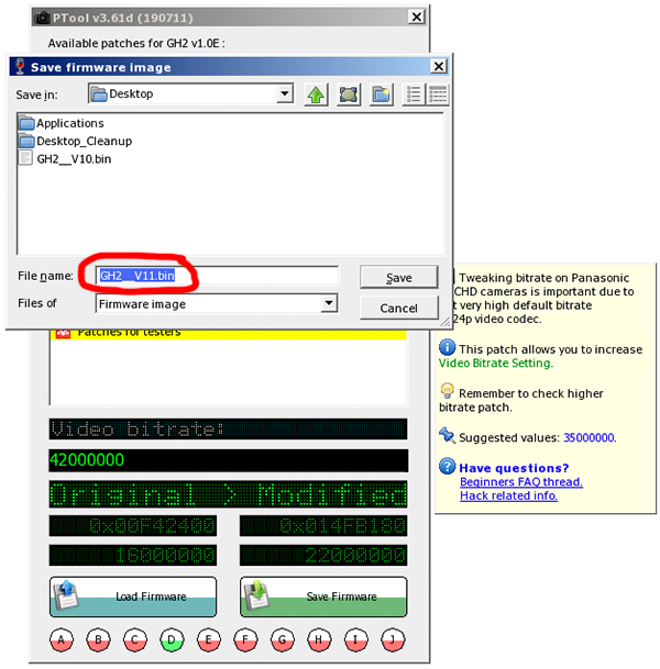 GH2 42Mbps Firmware Patch Naming & Saving Instructions GH2 42Mbps Firmware Patch Naming & Saving Instructions