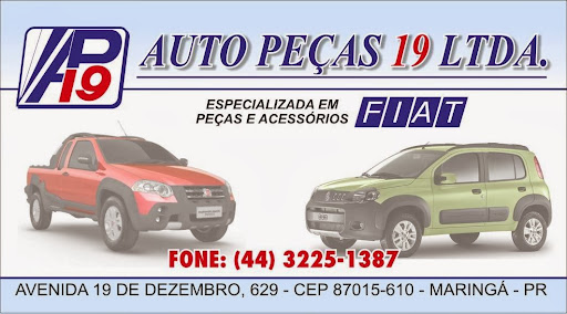 Auto Peças 19 LTDA., Av. 19 de Dezembro, 629 - Zona 06, Maringá - PR, 87080-185, Brasil, Lojas_Peças_e_equipamentos_de_automóveis, estado Paraná