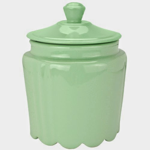  Mint Green Scalloped Ceramic Decorative Cookie Jar / Food Storage Container