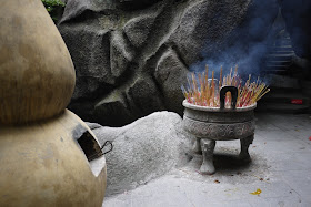 incense sticks burning at Bailian Dong park in Zhuhai China