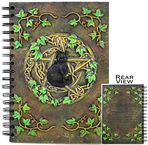 Pentacle Black Cat Pentagram Blank Book Of Shadows Image