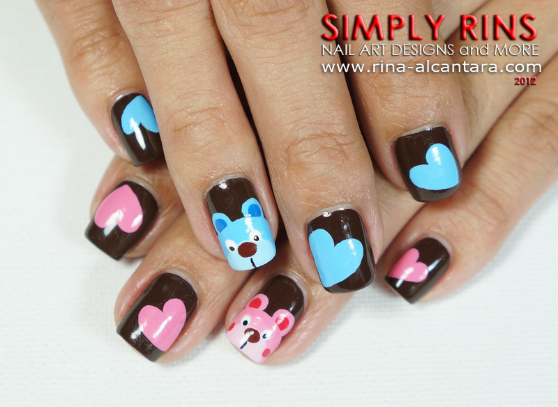 Bears of Pink and Blue Nail Art Design