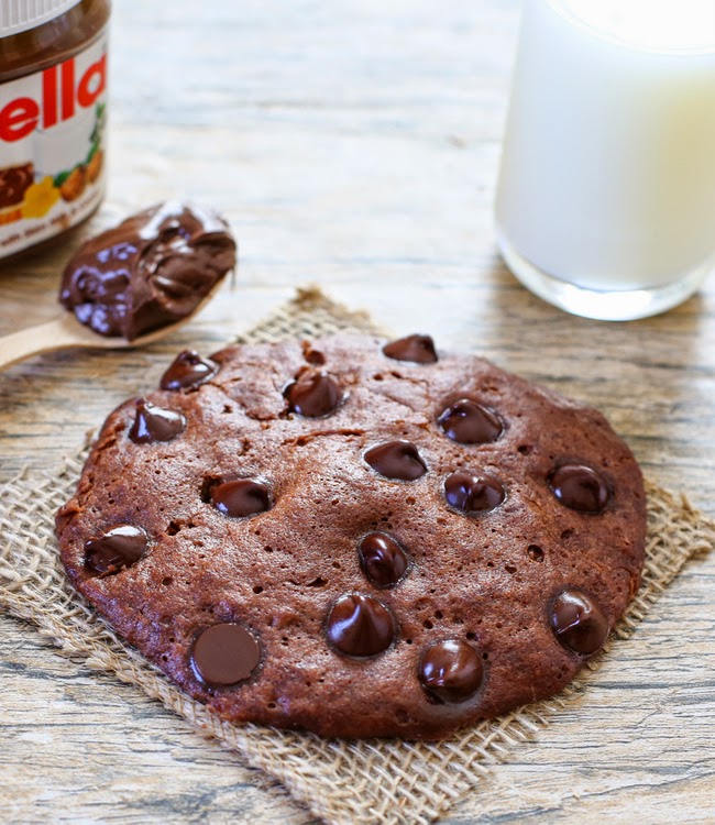 close-up photo of a Microwave Nutella Cookie