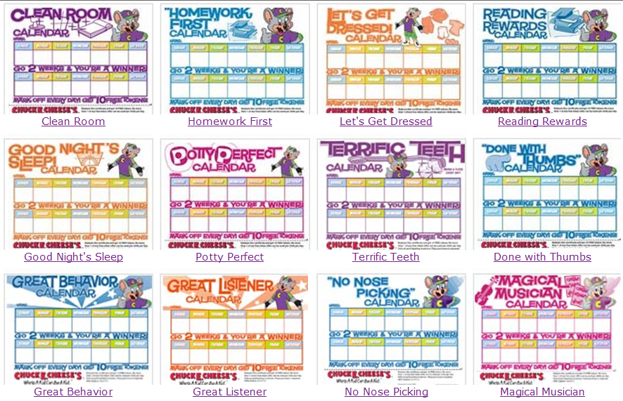 Money Saving Madness Chuck E. Cheese Motivational Calendars