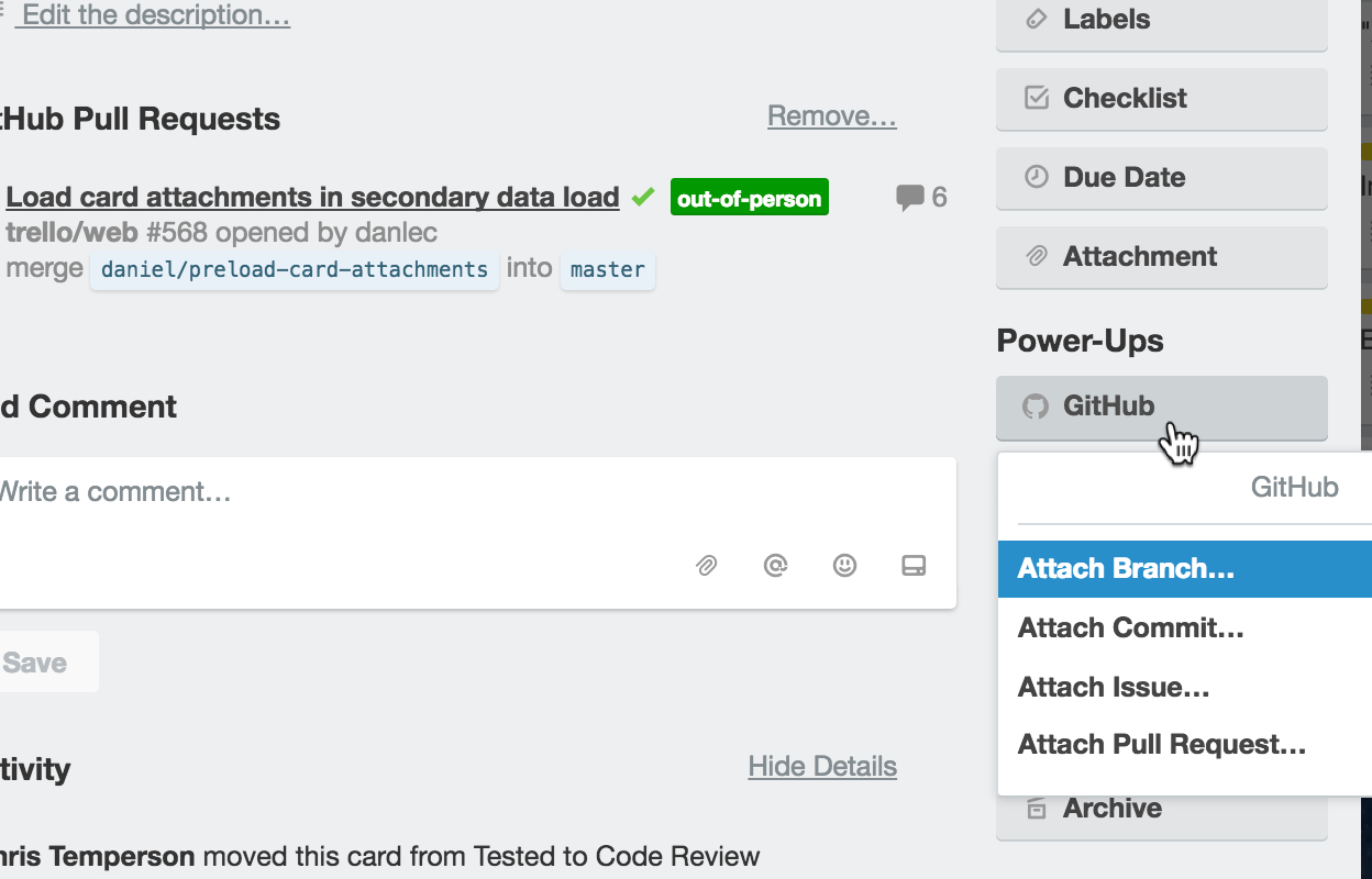 GitHub Trello Power-Up as a tool for developers
