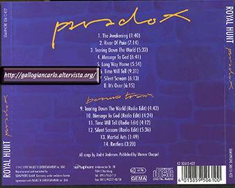 Royal Hunt  "Paradox" CD collezione progressive metal -