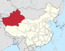 Location of Xinjiang in China