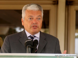 Didier Reyders, ministre Belge des affaires étrangères le 20/08/2012 à Kinshasa, lors d’un point de presse. Radio Okapi/ Ph. John Bompengo